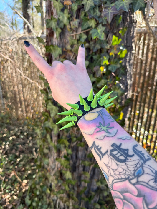 Lime Green Spiked Bracelet
