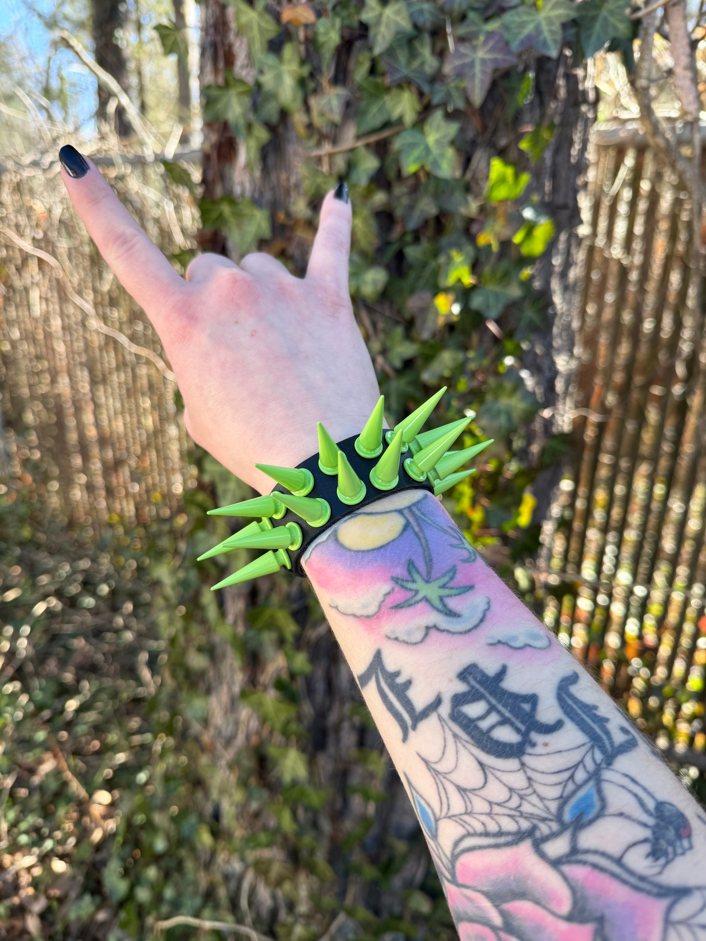 Lime Green Spiked Bracelet