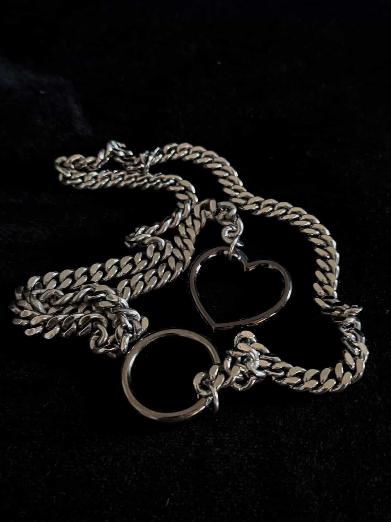 Black or GunMetal Heart Slip Chain Necklace