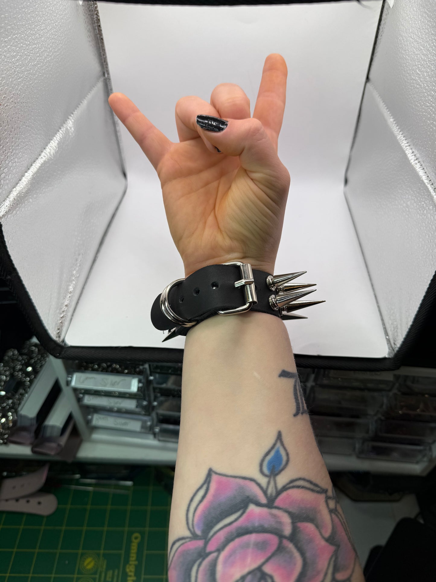 1" Silver Spiked Bracelet