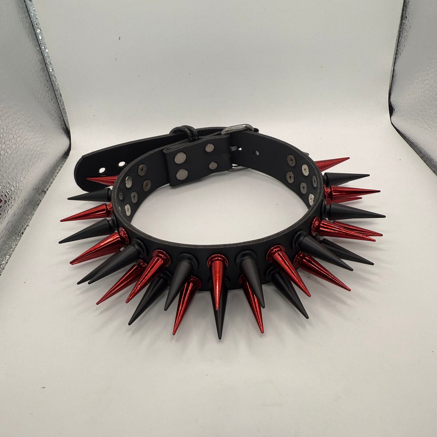 Red // Black Spiked Choker
