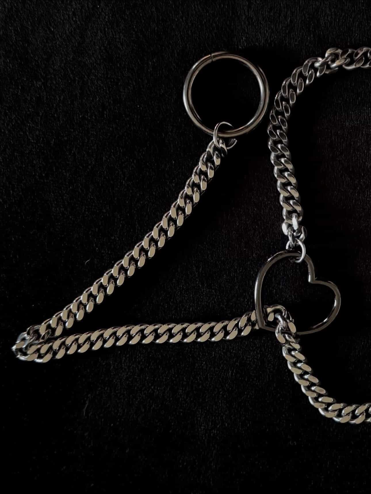 Black or GunMetal Heart Slip Chain Necklace