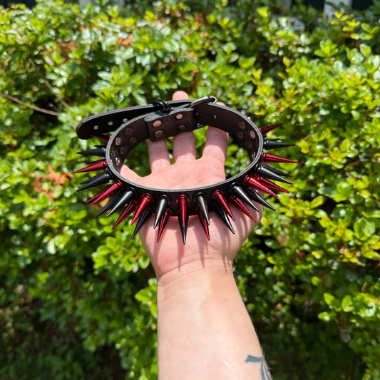 Red // Black Spiked Choker