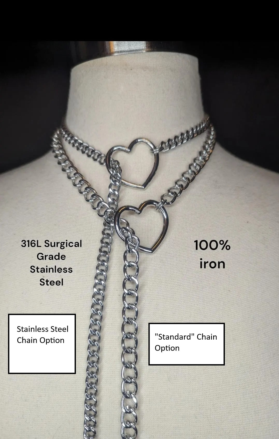 Silver Heart Slip Chain Necklace