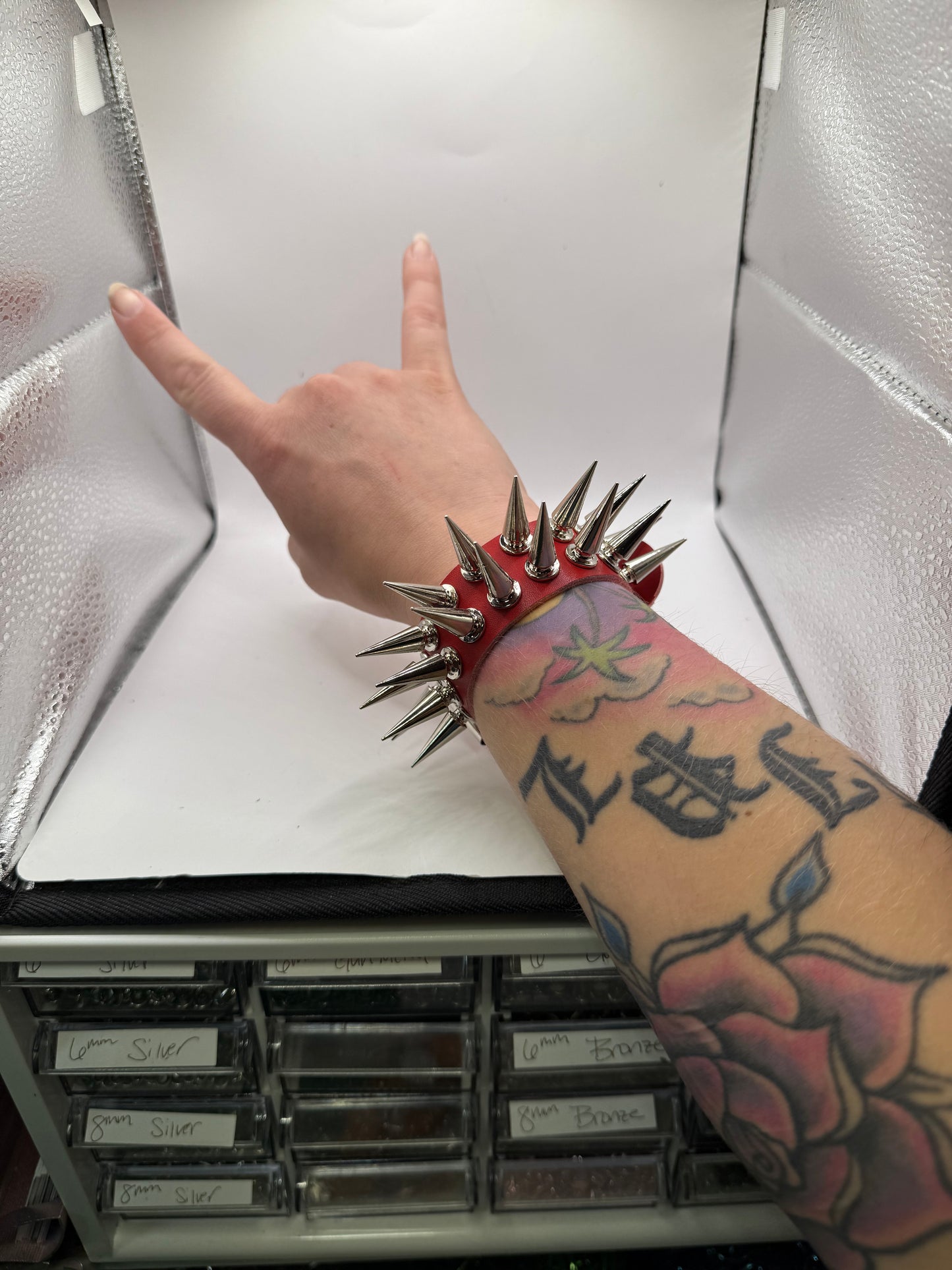 1" Silver Spiked Bracelet
