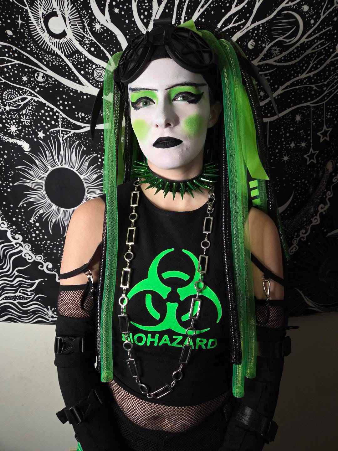 Green // Black Spiked Choker