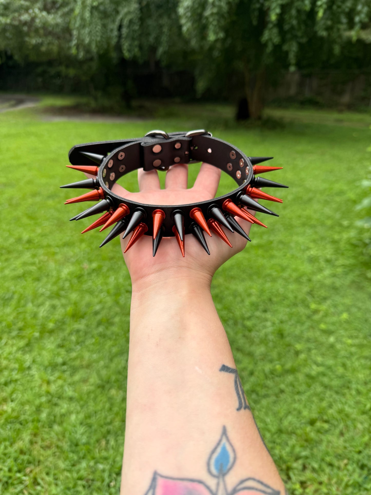Orange // Black Spiked Choker