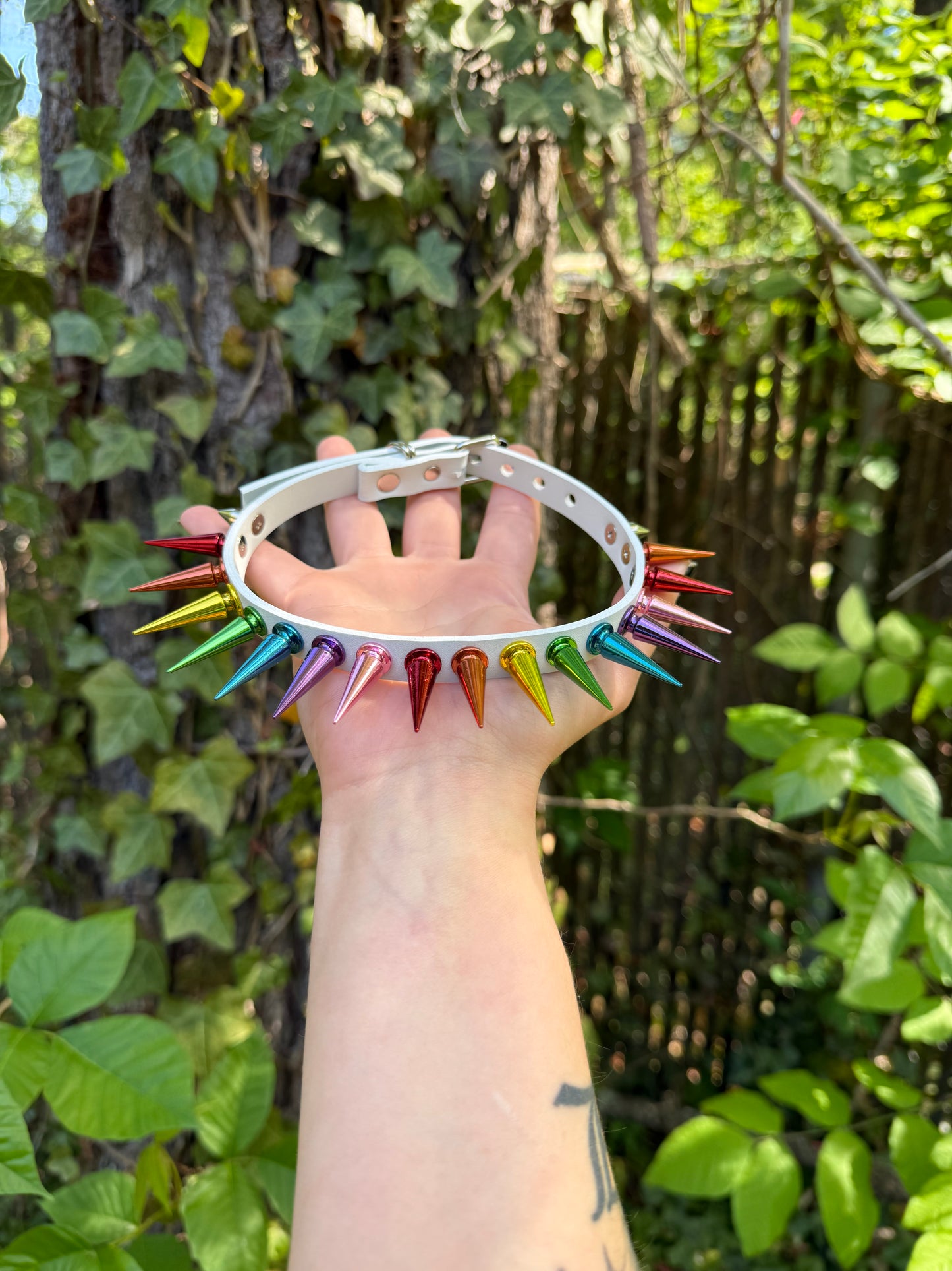 Rainbow Spiked Choker