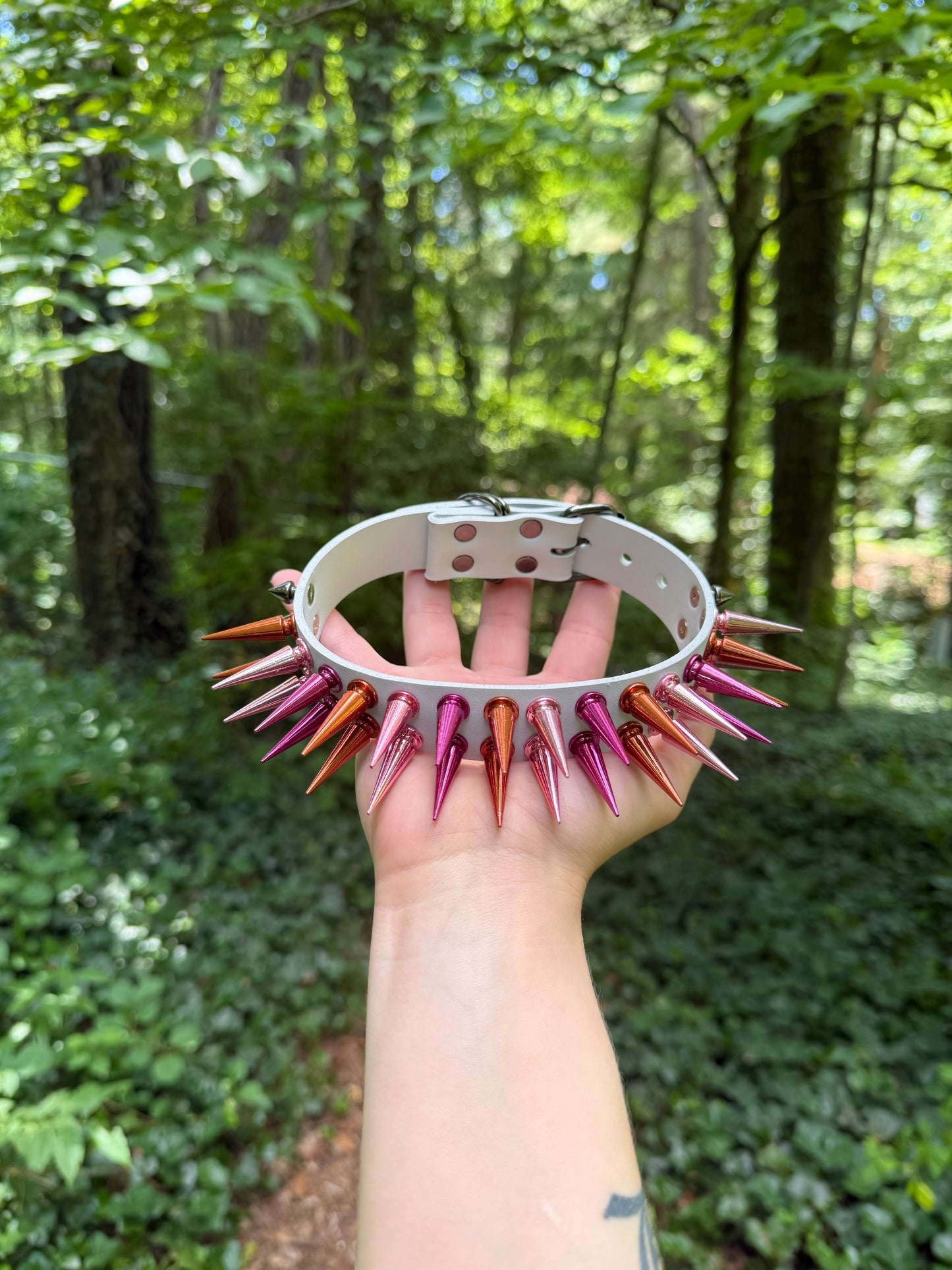 Lesbian Pride Flag Spiked Choker