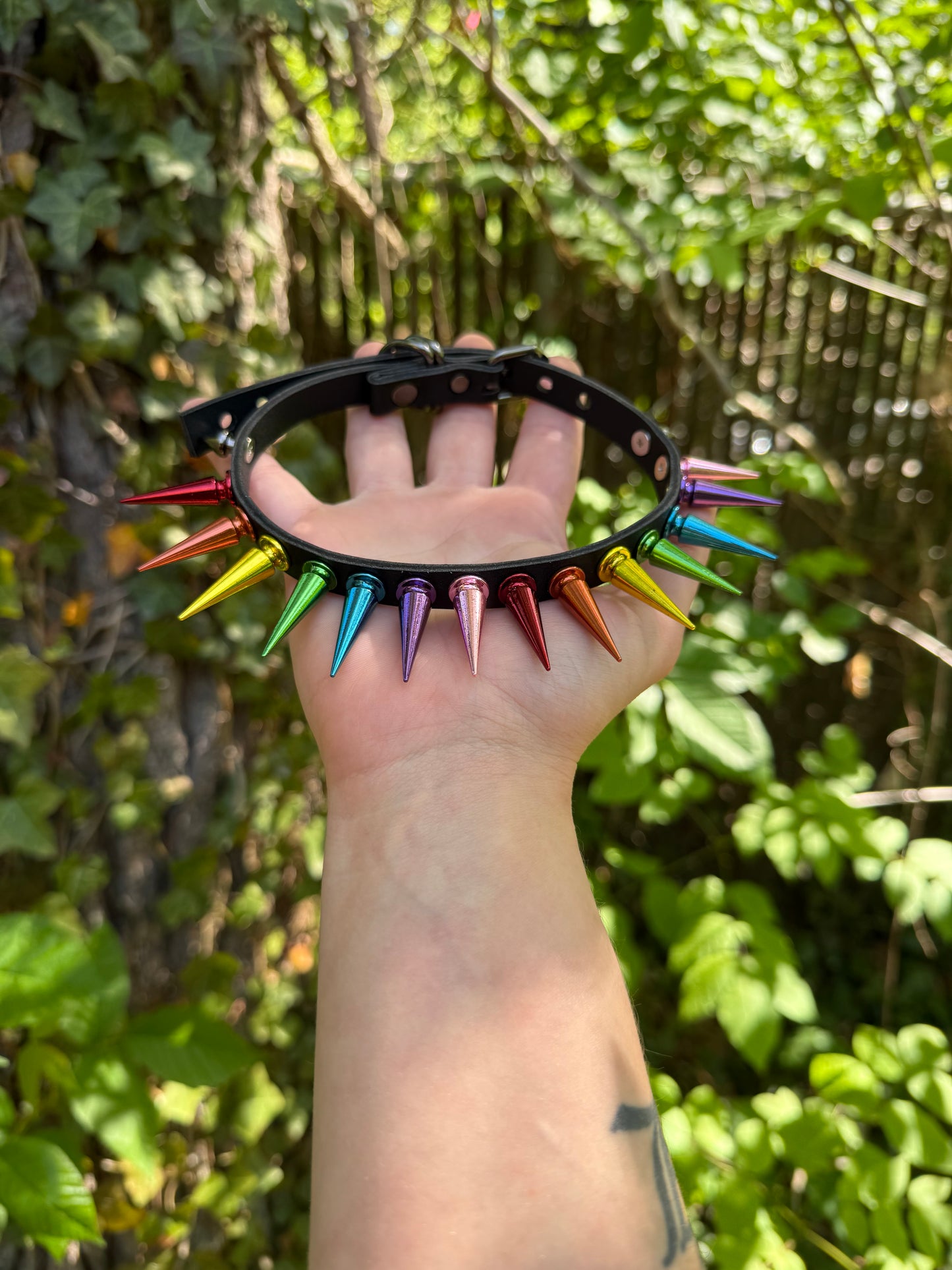 Rainbow Spiked Choker