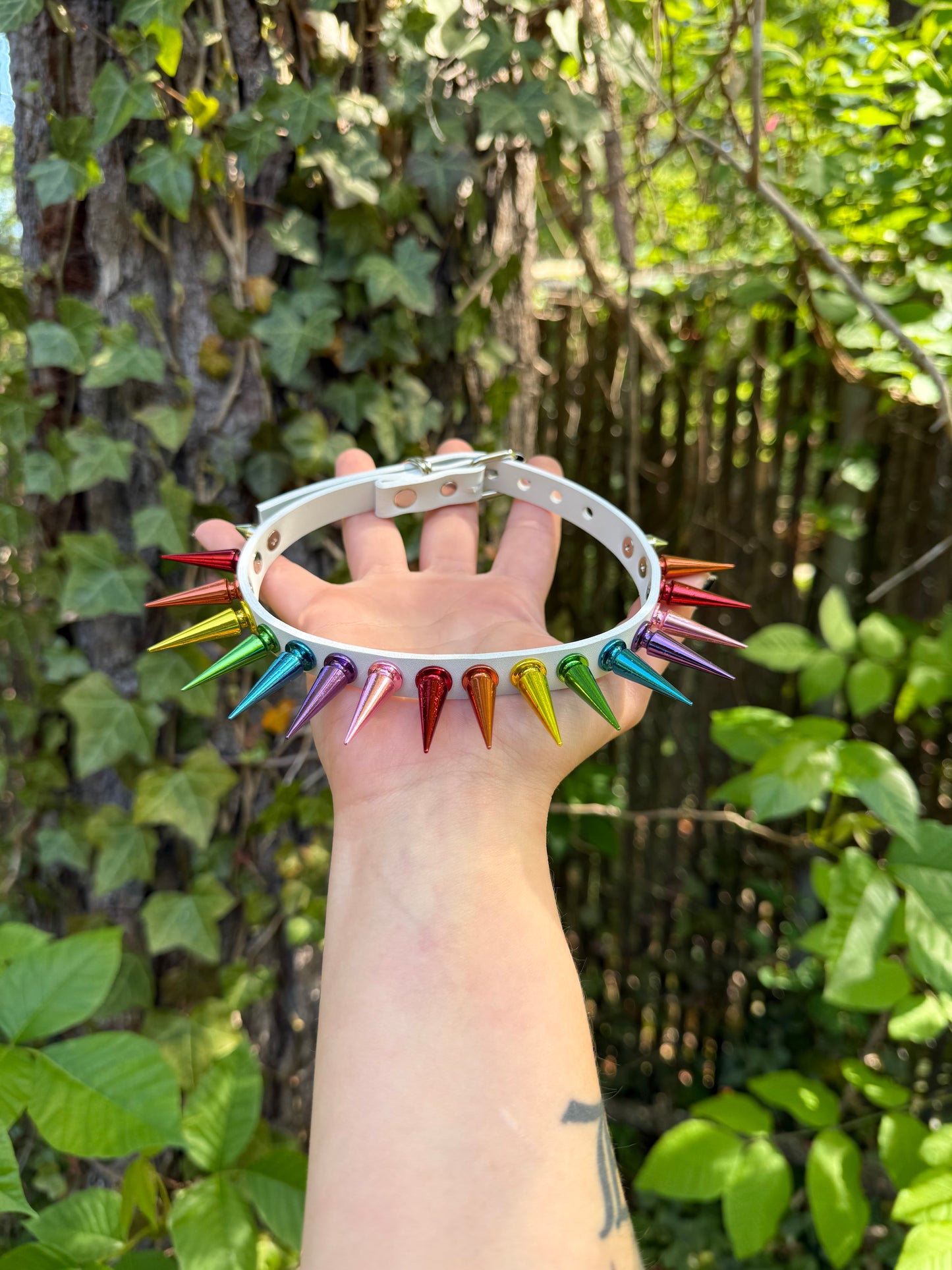 Rainbow Spiked Choker