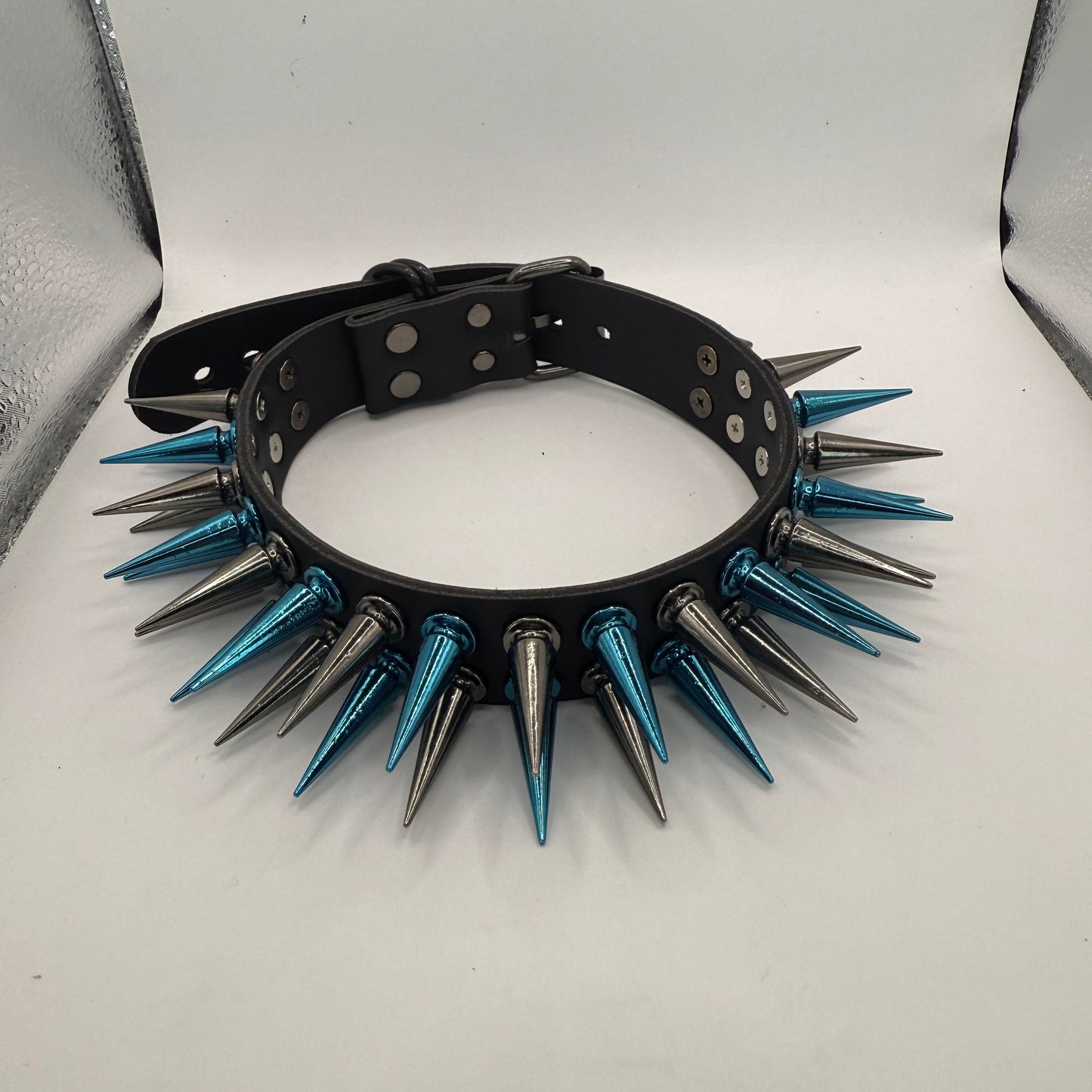 Blue // Black Spiked Choker