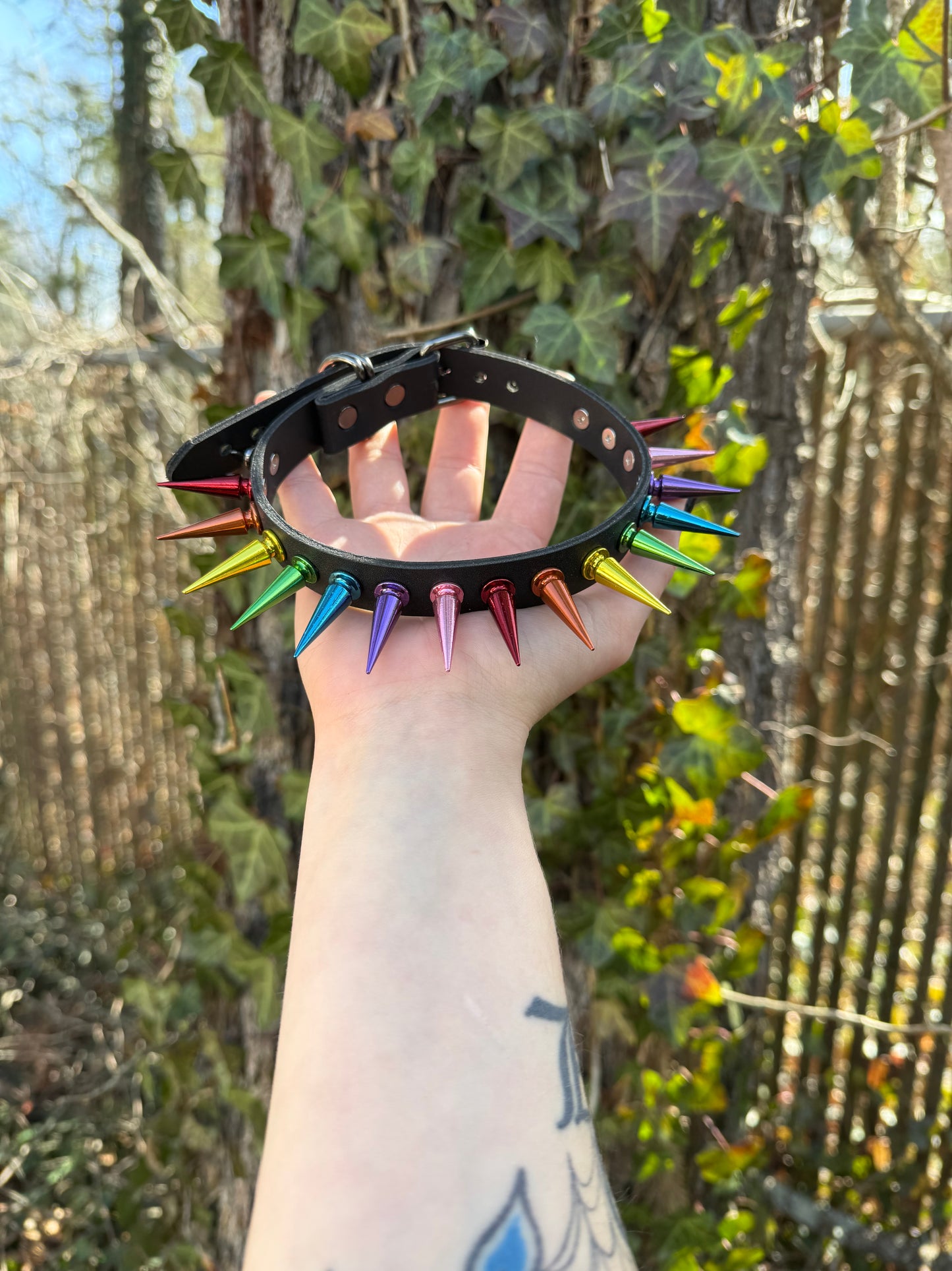 Rainbow Spiked Choker