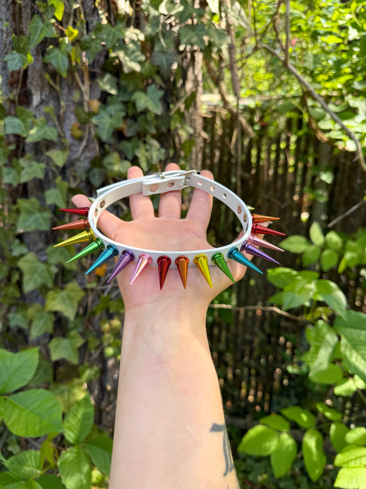 Rainbow Spiked Choker