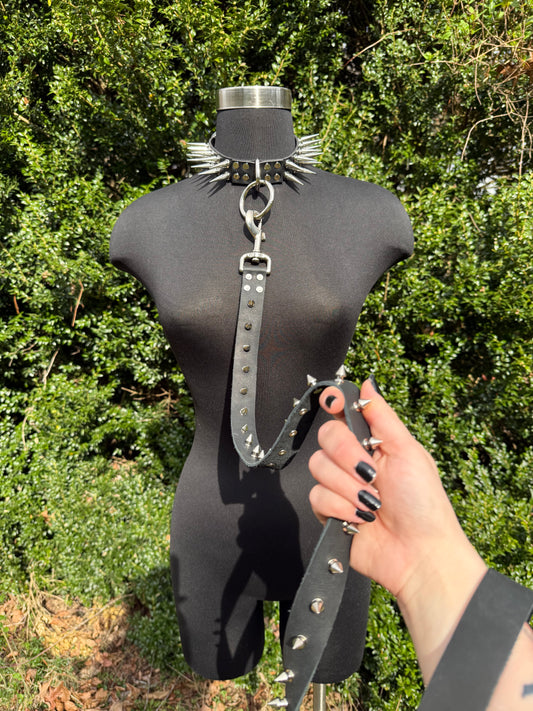 Spiked Leather Leash