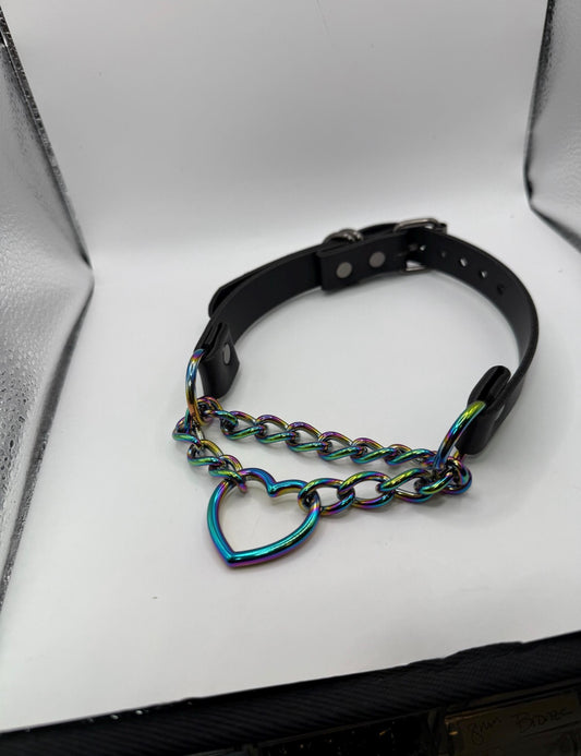 Rainbow Heart Martingale Choker