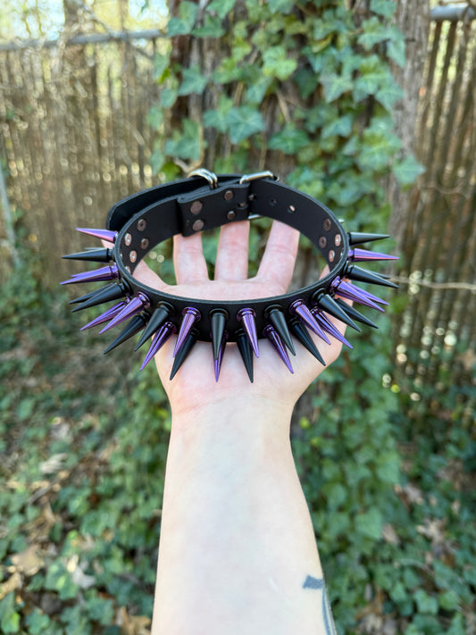 Purple // Black Spiked Choker