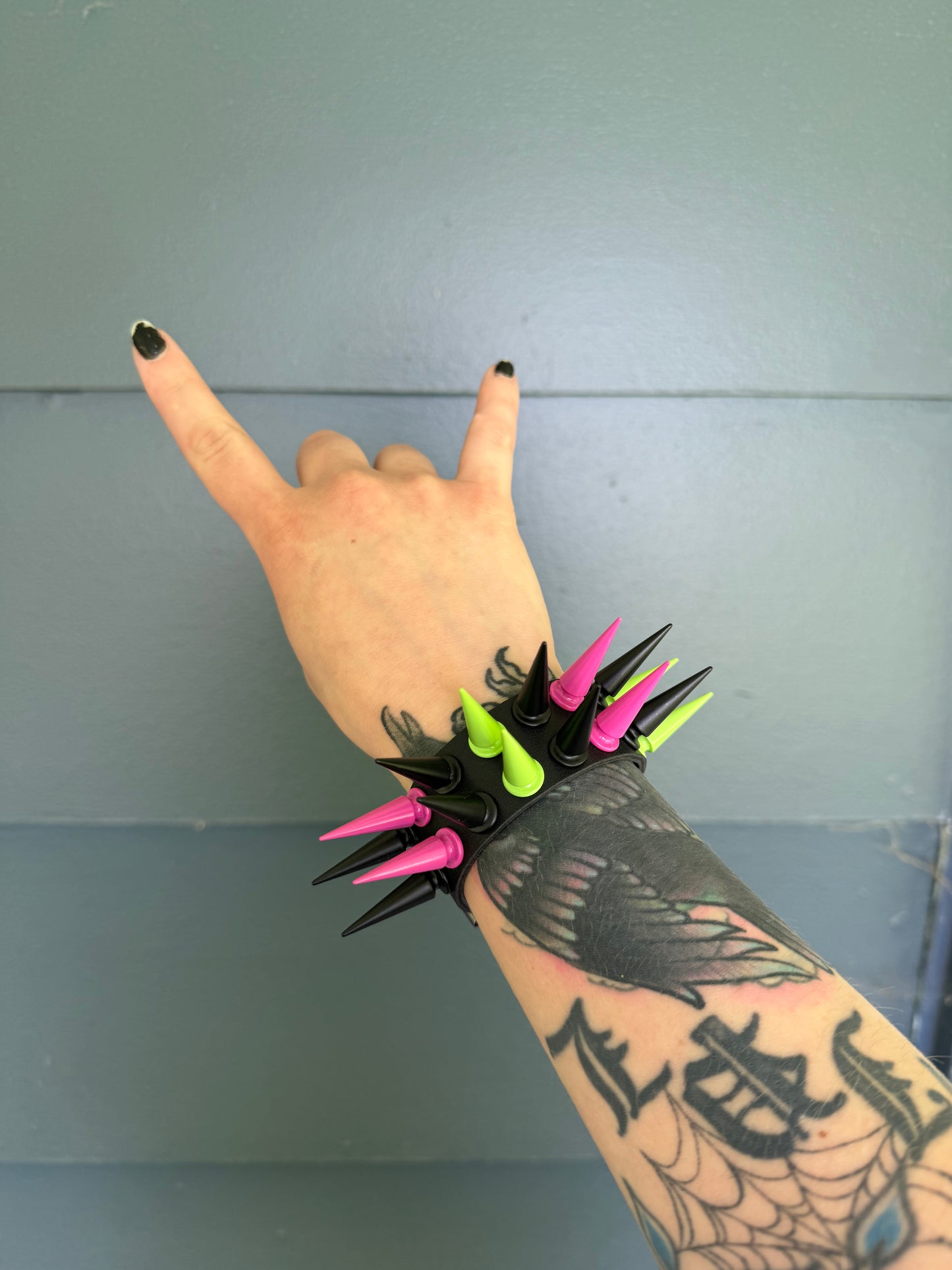 Pink // Green // Black Spiked Bracelet