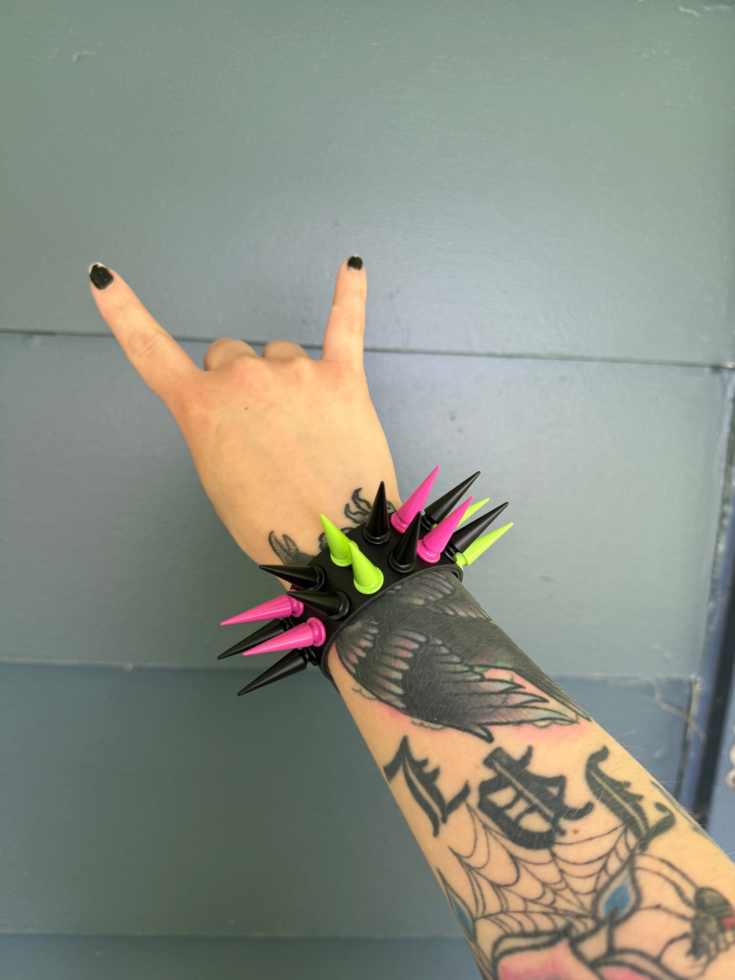 Pink // Green // Black Spiked Bracelet