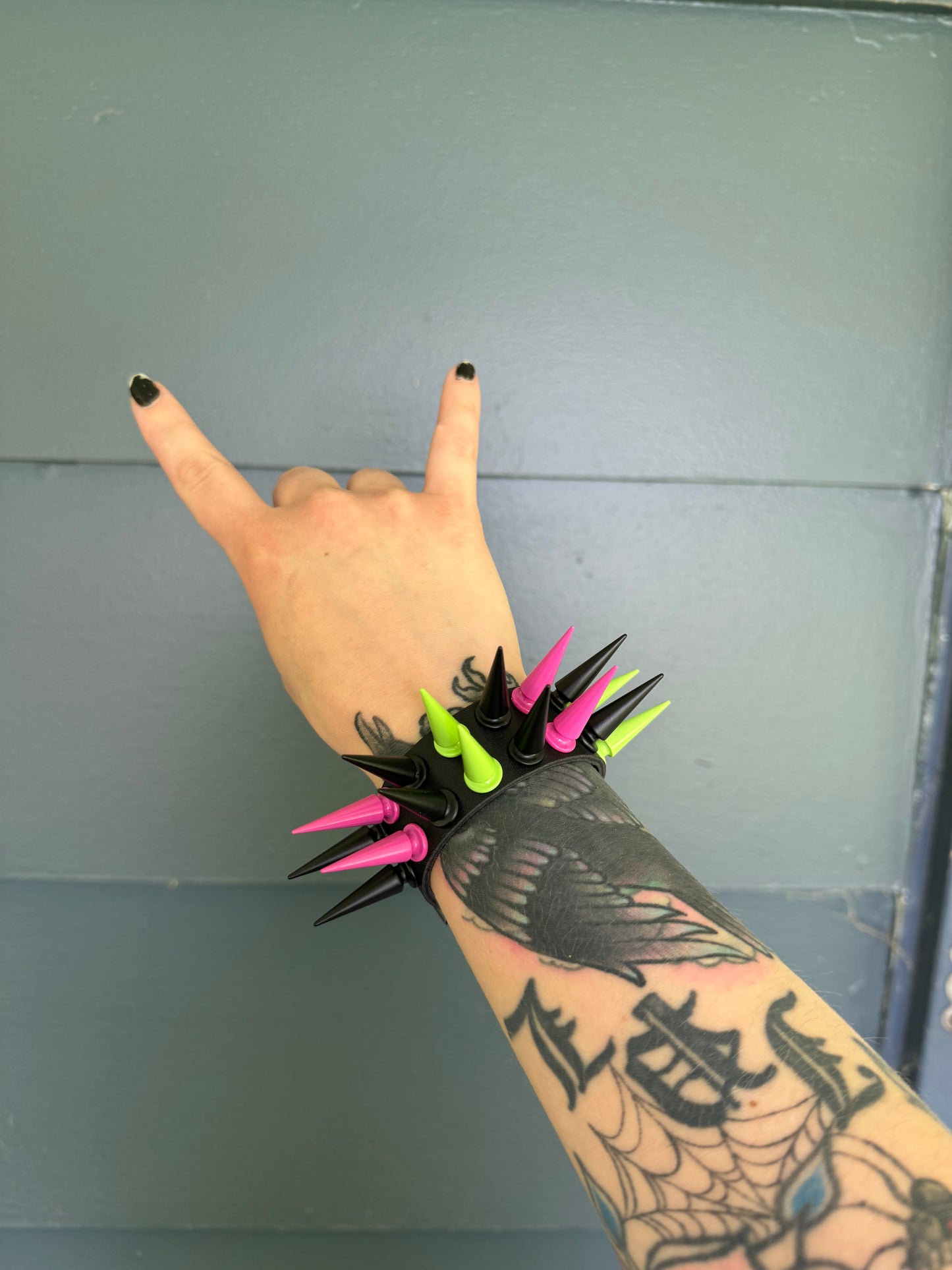 Pink // Green // Black Spiked Bracelet