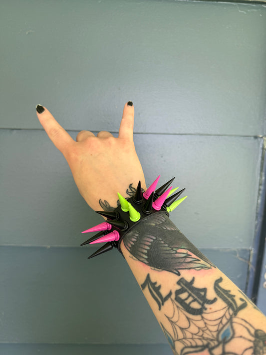 Pink // Green // Black Spiked Bracelet