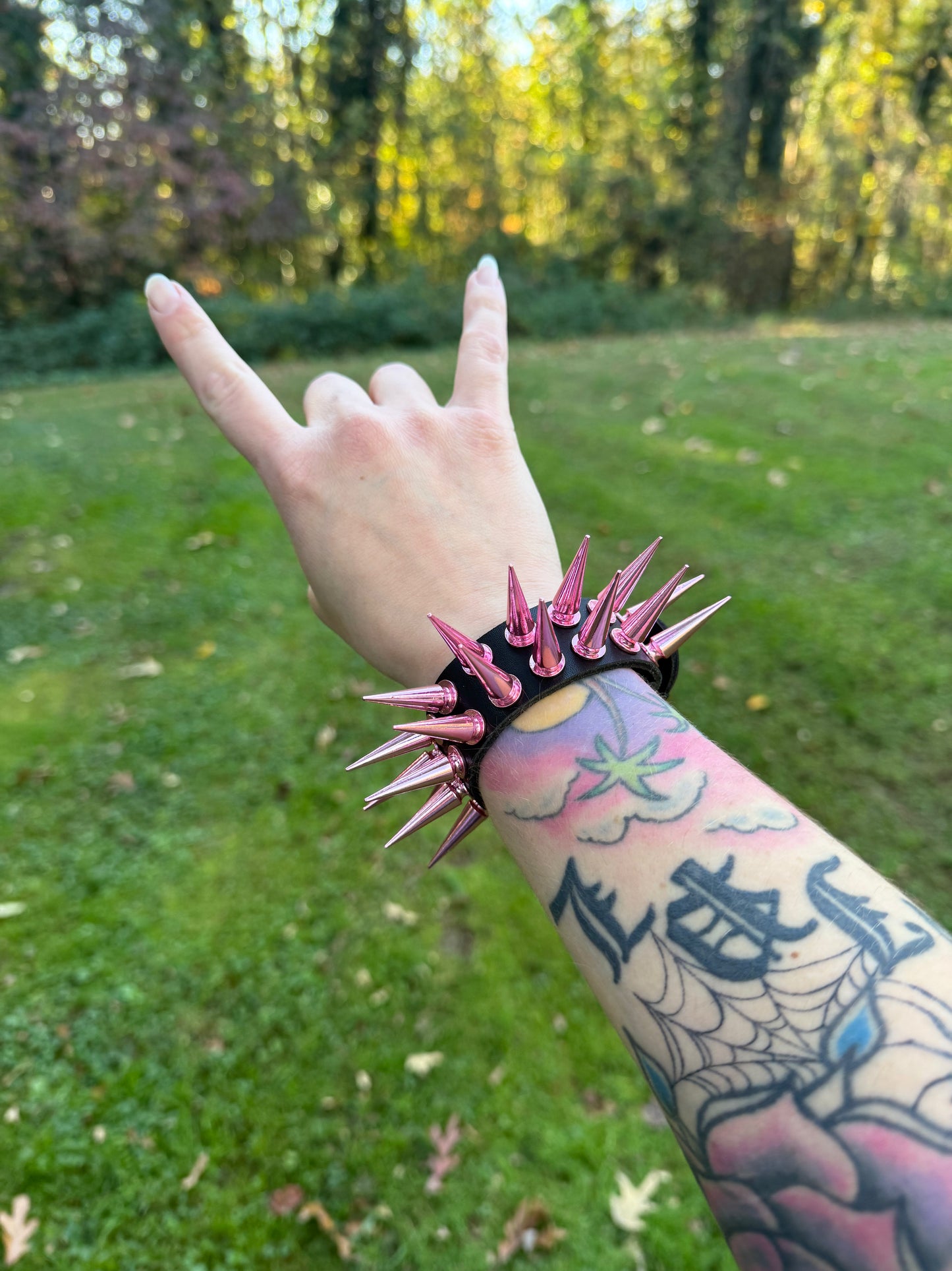 Pink Spiked Bracelet