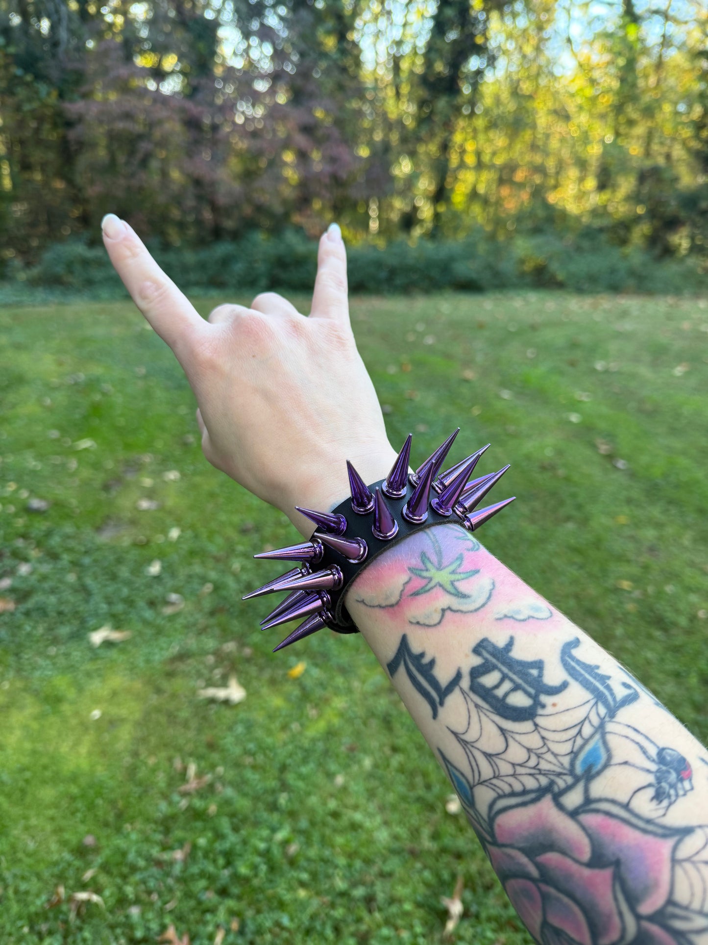 Purple // Black Spiked Bracelet