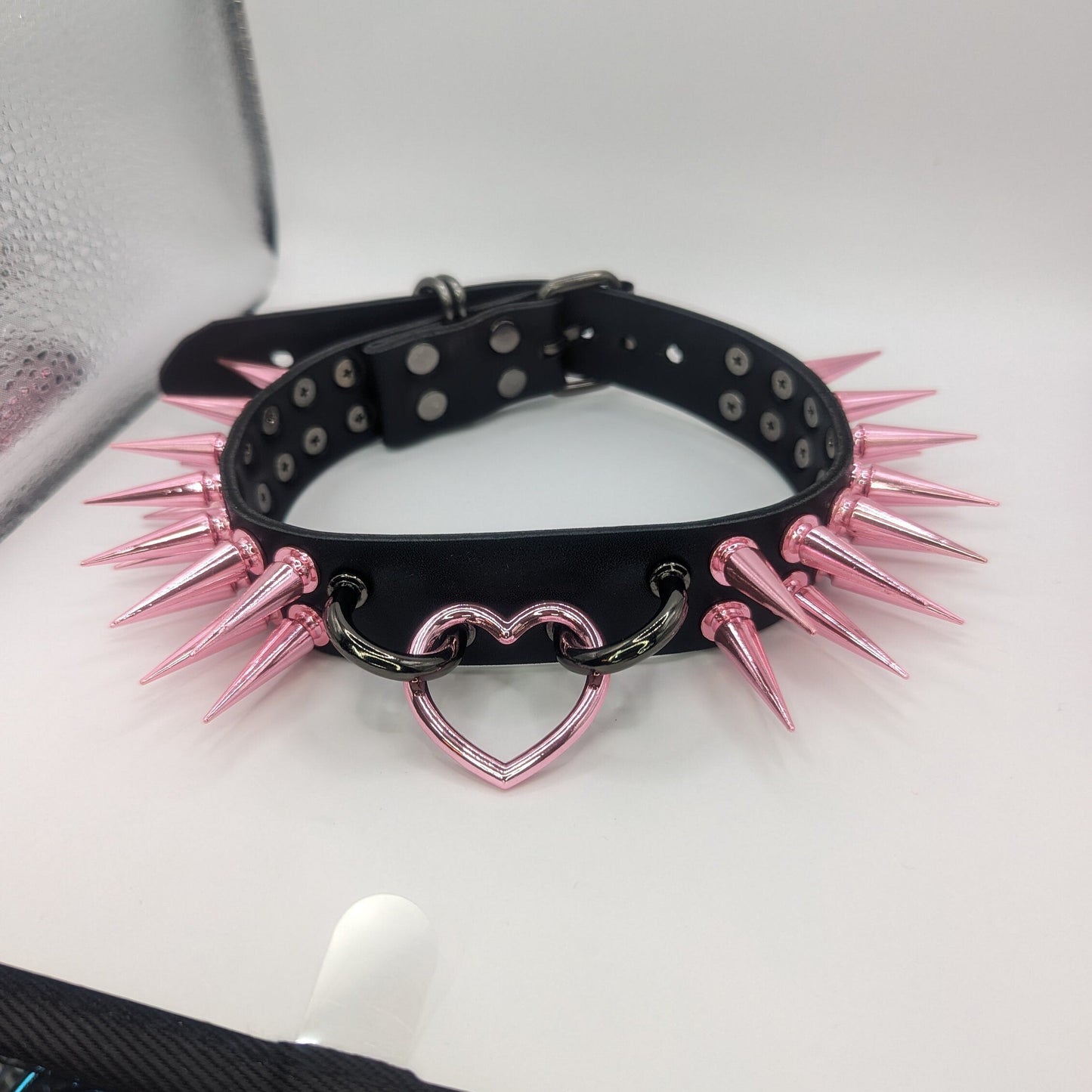 Pink Heart Spiked Choker