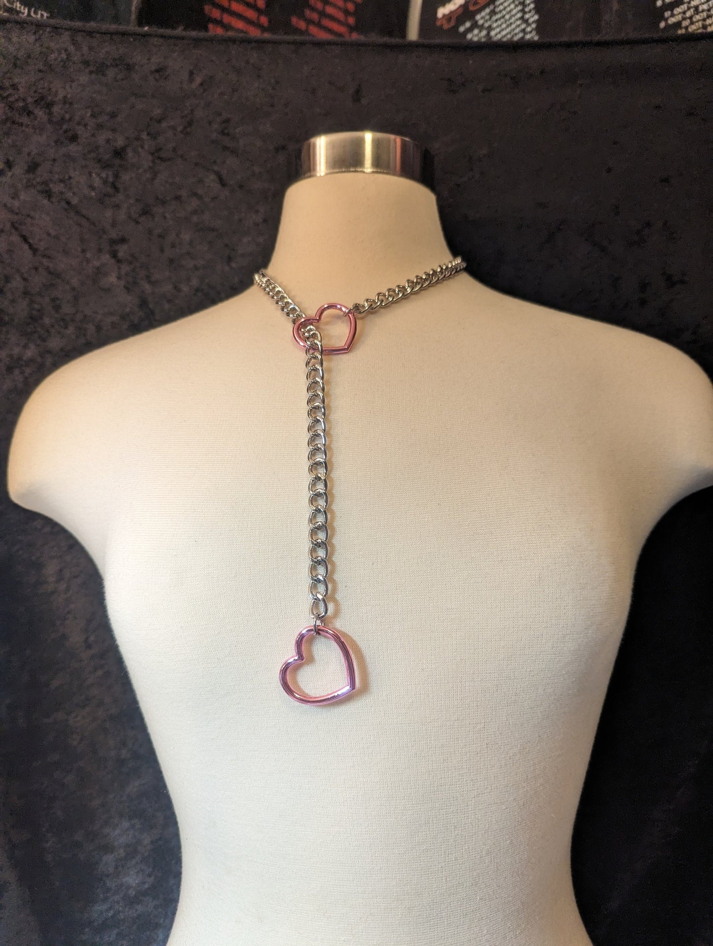 Heart Slip Chain Necklaces - Pink