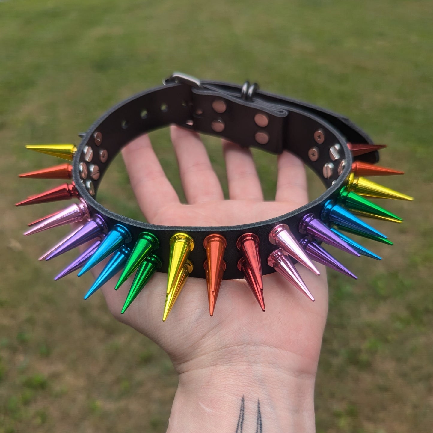 Rainbow Spiked Choker