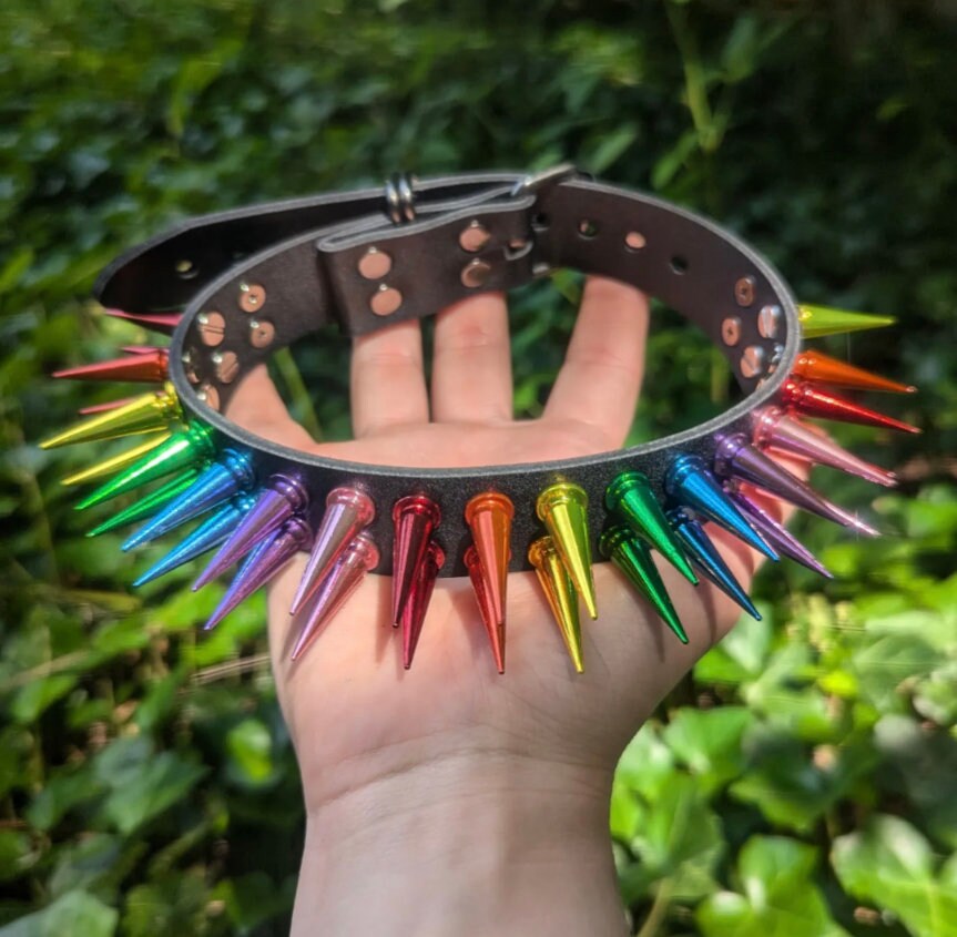 Rainbow Spiked Choker