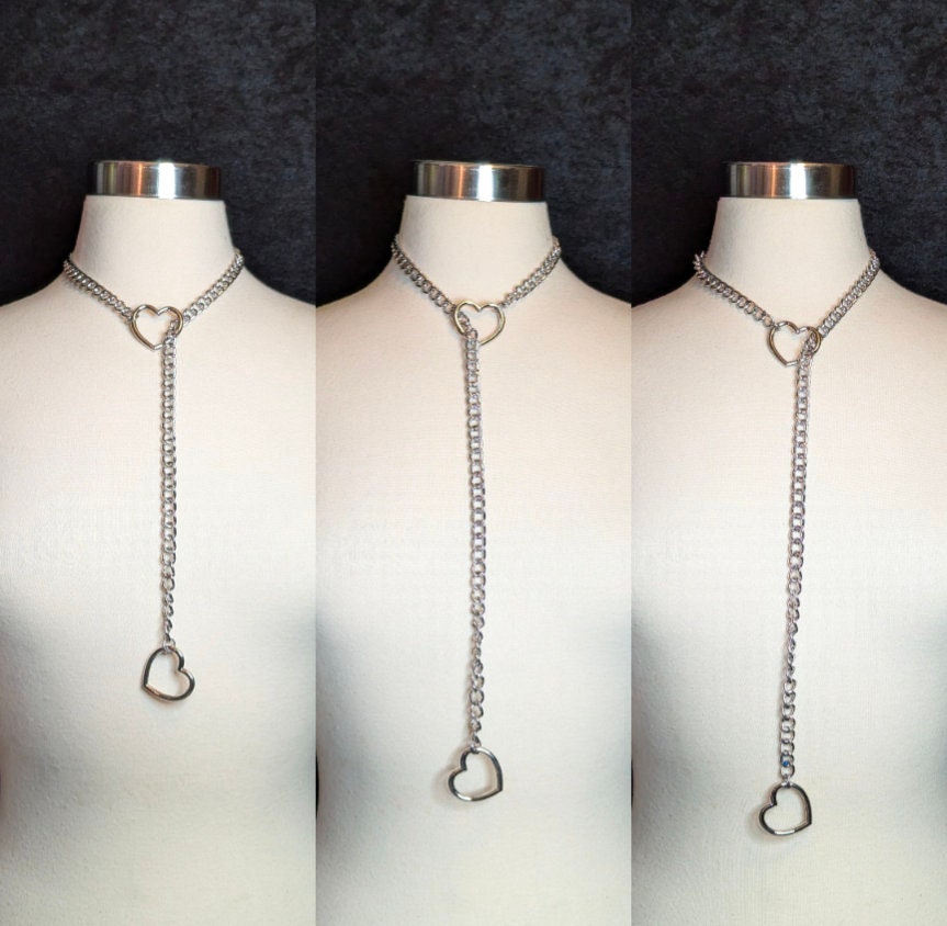 Heart Slip Chain Necklace- Silver