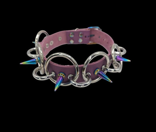 Purple Leather Collar "Cyberspace"