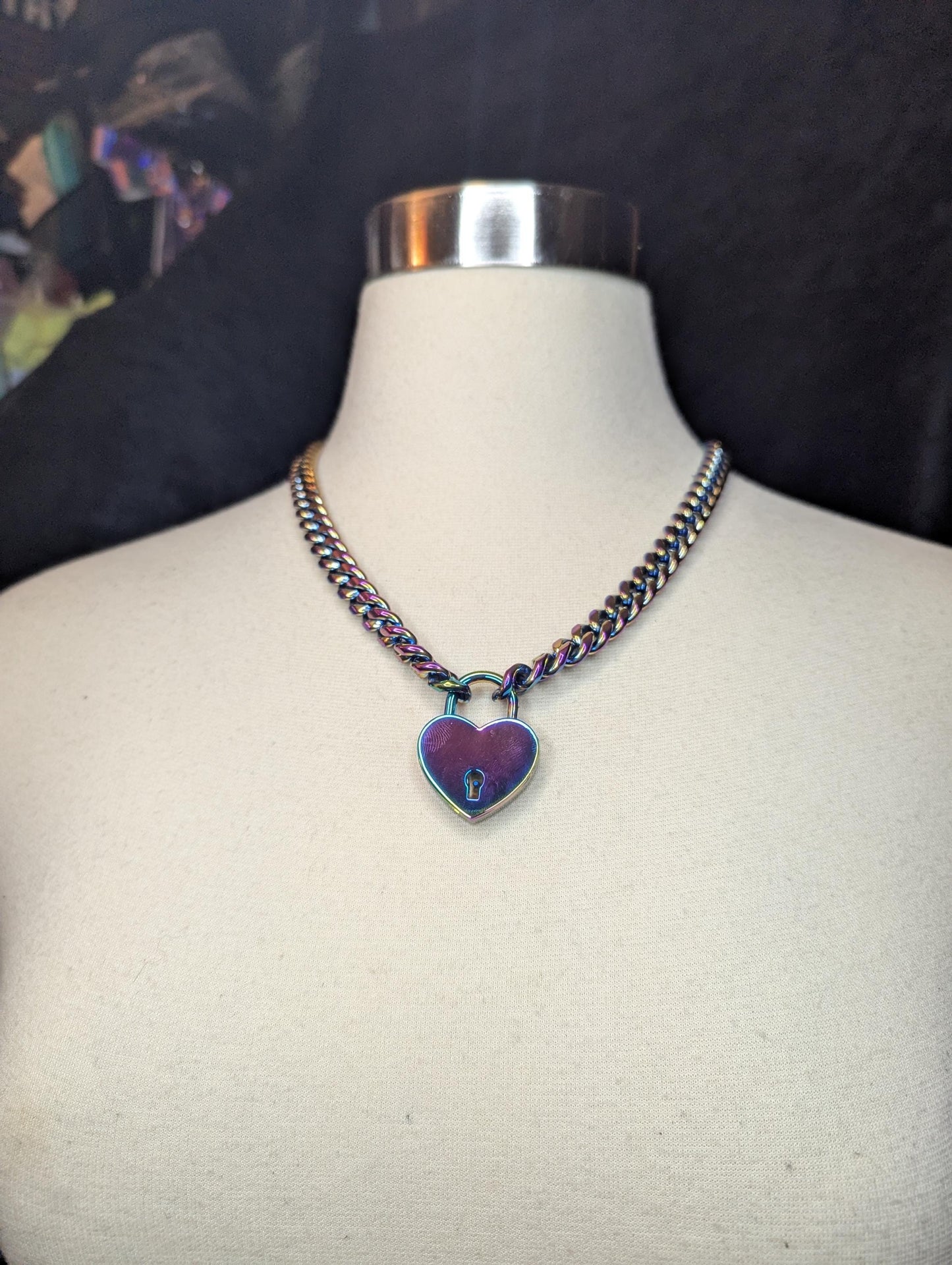 Rainbow Padlock Chain Necklace