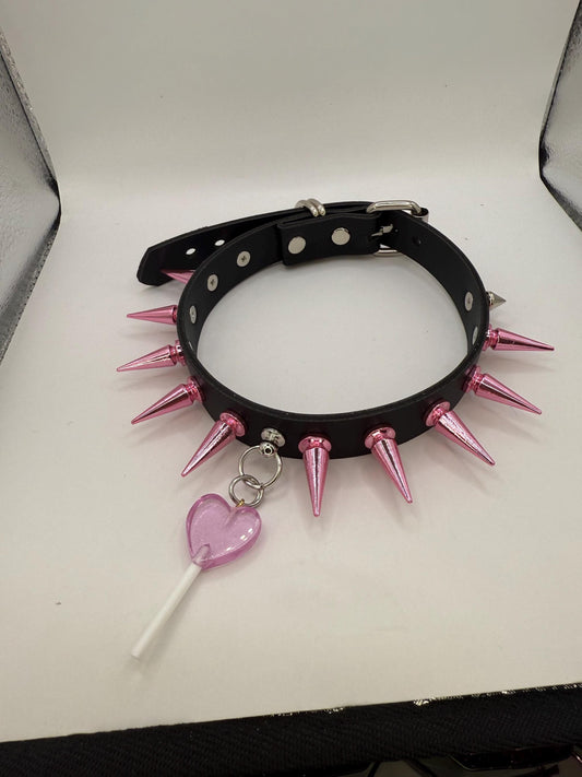 Lollipop Heart Choker // black & pink