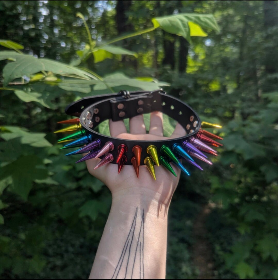 Rainbow Spiked Choker