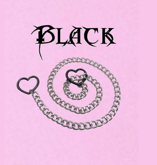 Heart Slip Chain Necklaces- Black