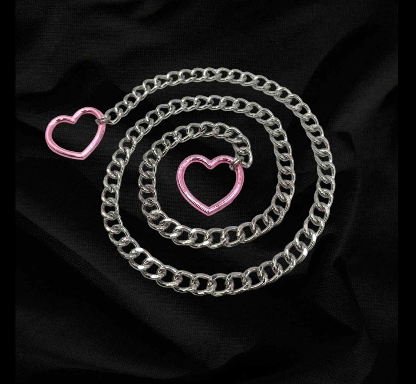 Heart Slip Chain Necklaces - Pink