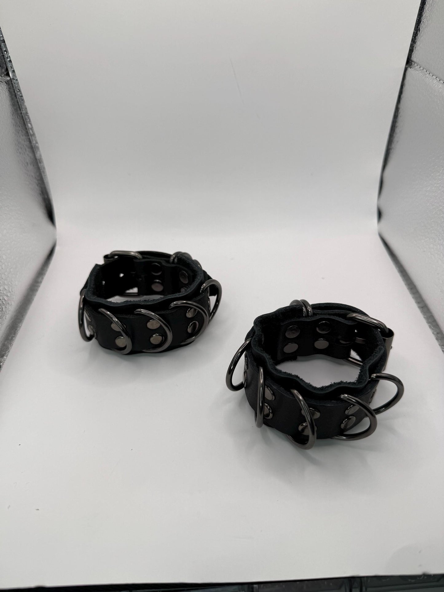 Leather D-Ring Cuffs with Clip