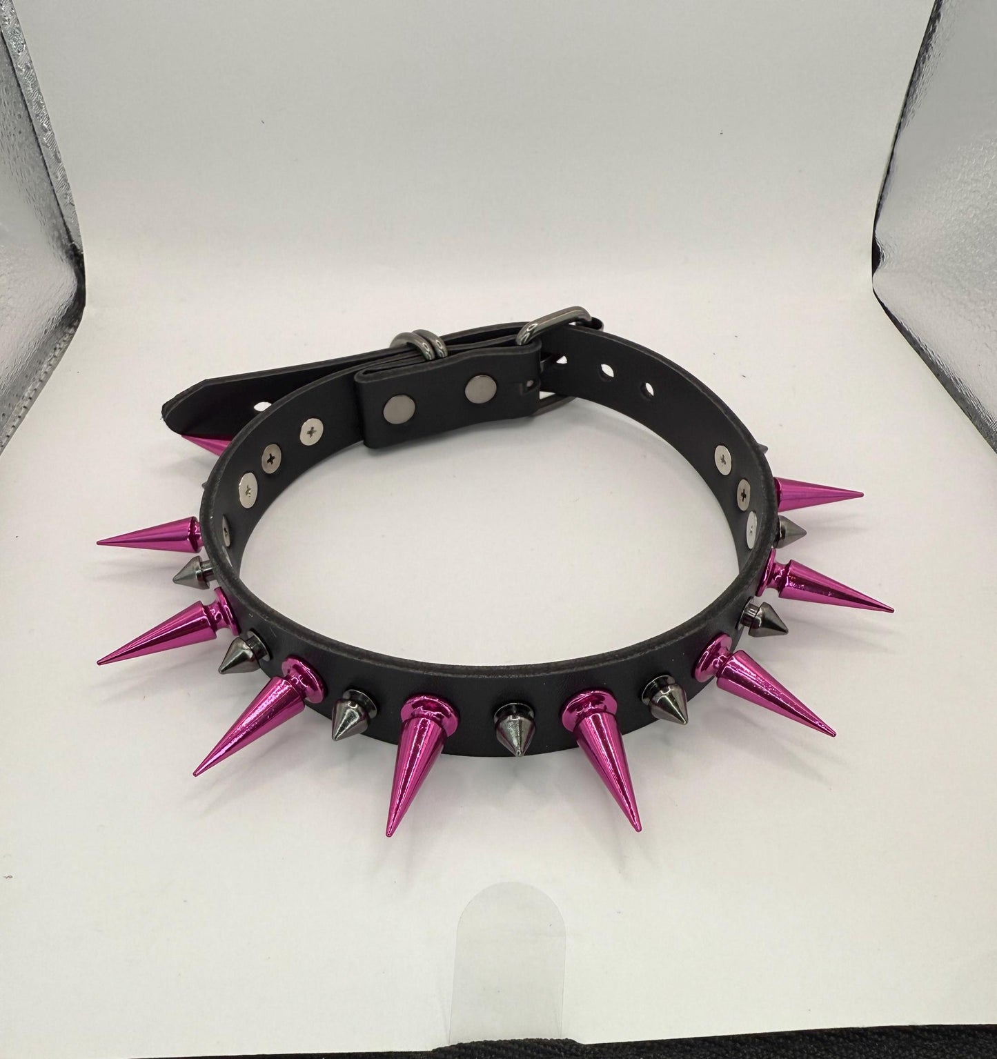 Hot Pink// Black  Spiked Choker