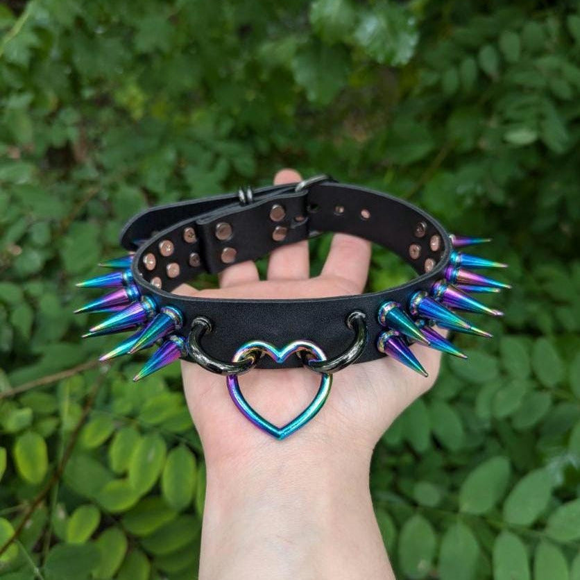Rainbow//Black Heart Choker