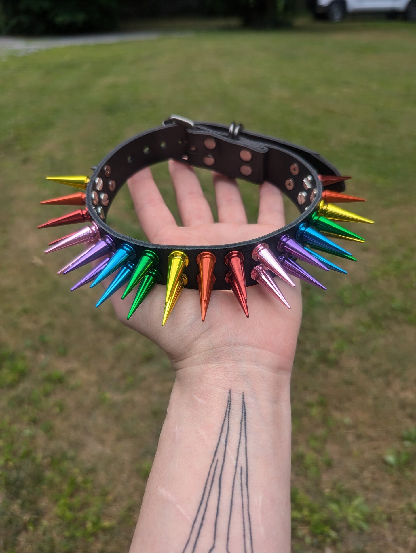 Rainbow Spiked Choker