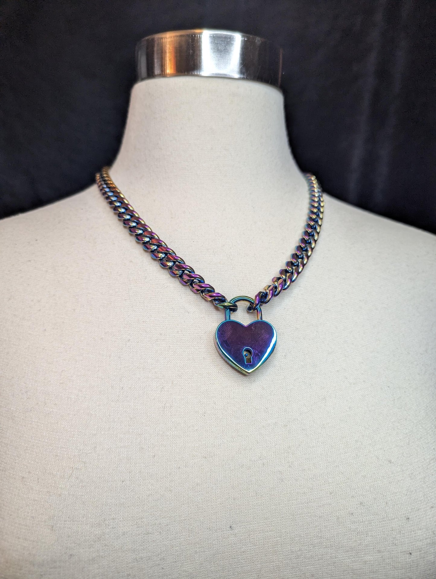 Rainbow Padlock Chain Necklace