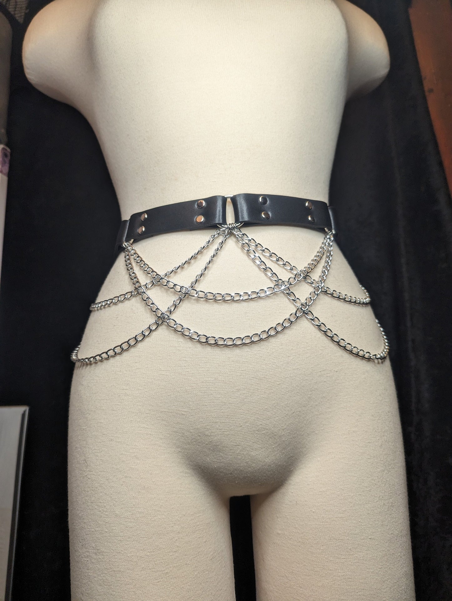 Black and Silver Chain Belt