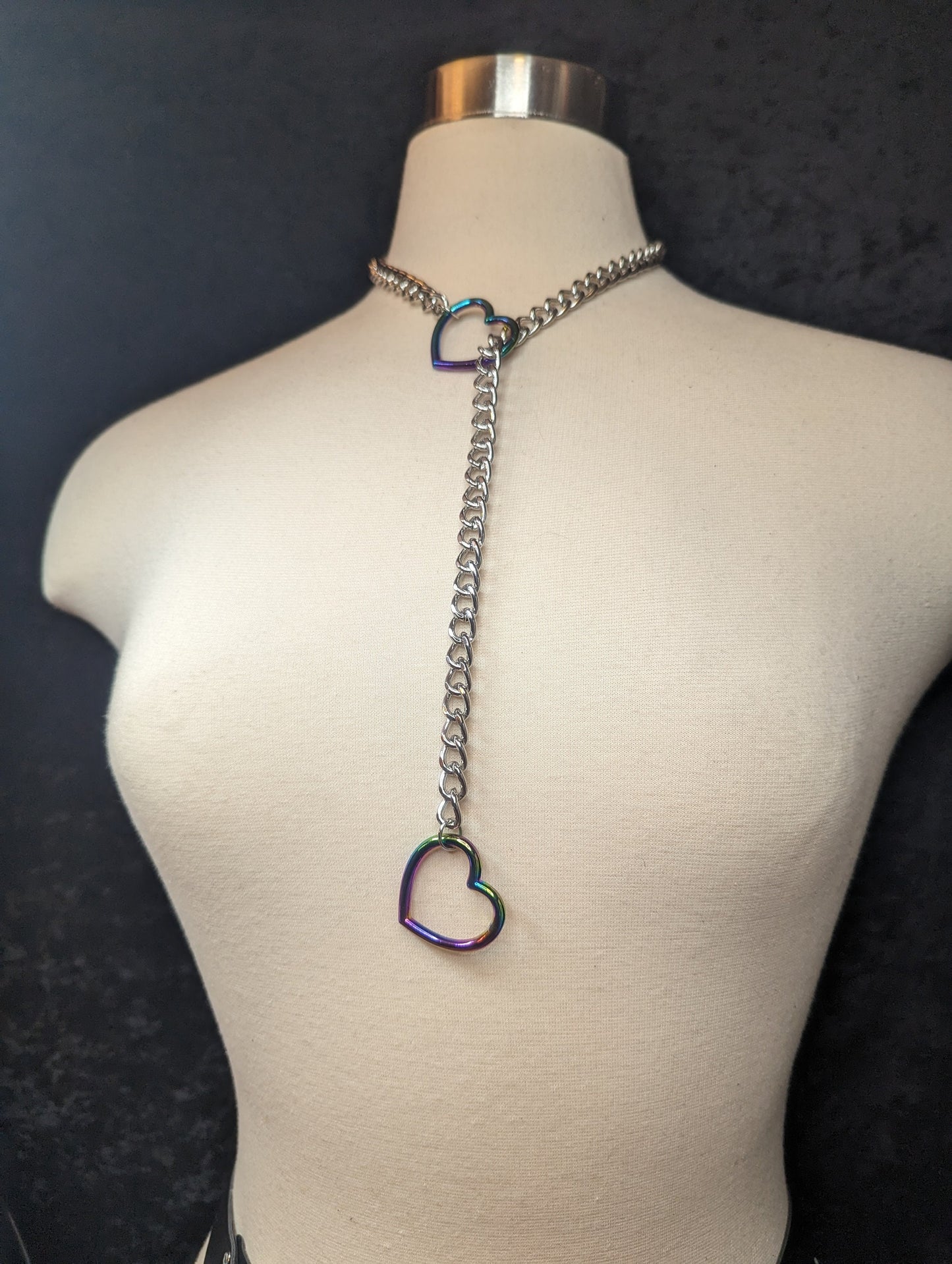 Rainbow Heart Slip Chain Necklace